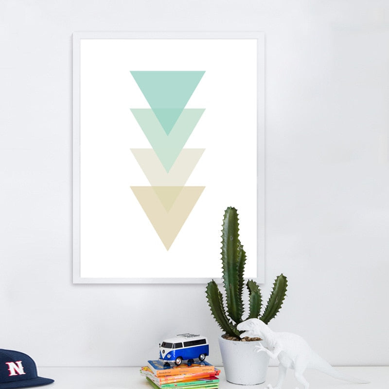 Abstrakt Mintfarbe Geometrische Dreiecke - Leinwand Wandkunst Malerei