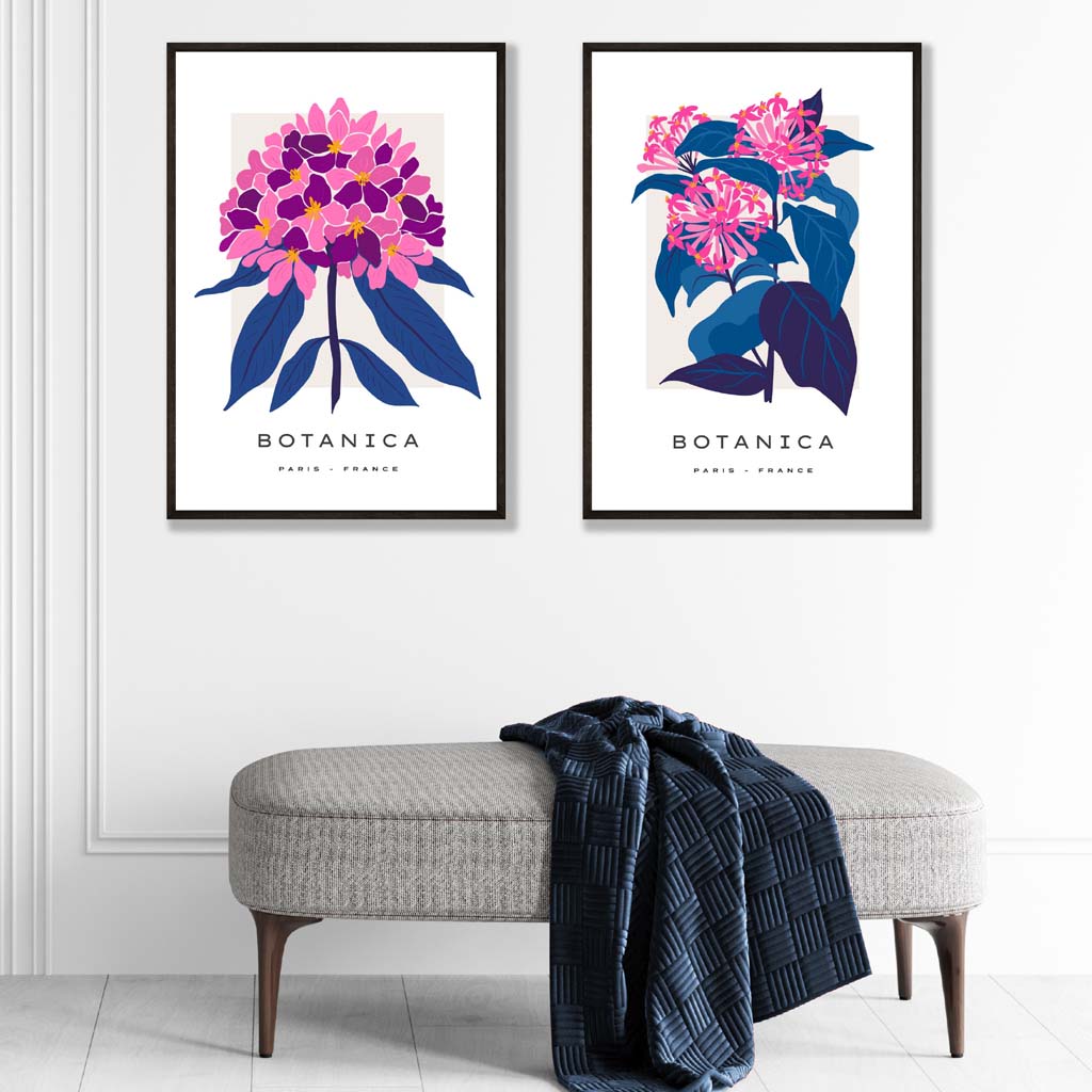 Helle Pink and Blue Flower Summer Market Set of 2 Art Prints