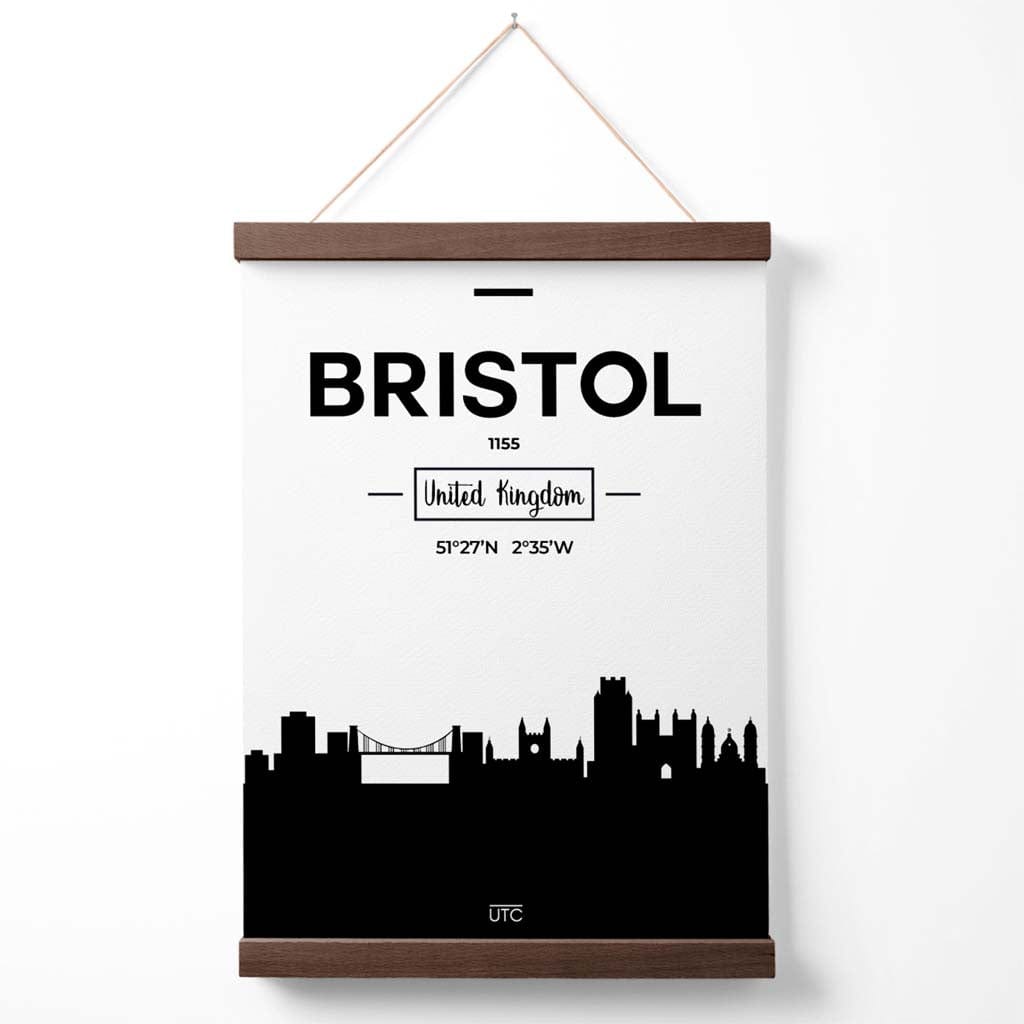 Bristol-Stadtbildposter (Schwarz-Weiß) mit Aufhänger