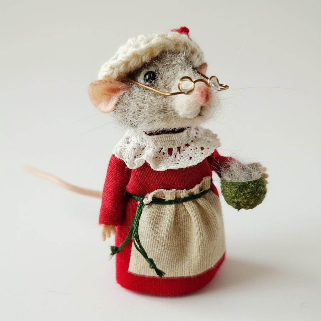 Handgefertigte Filzmaus-Dekoration | Umweltfreundliche Wolle | Weihnachtsschmuck & Geschenk