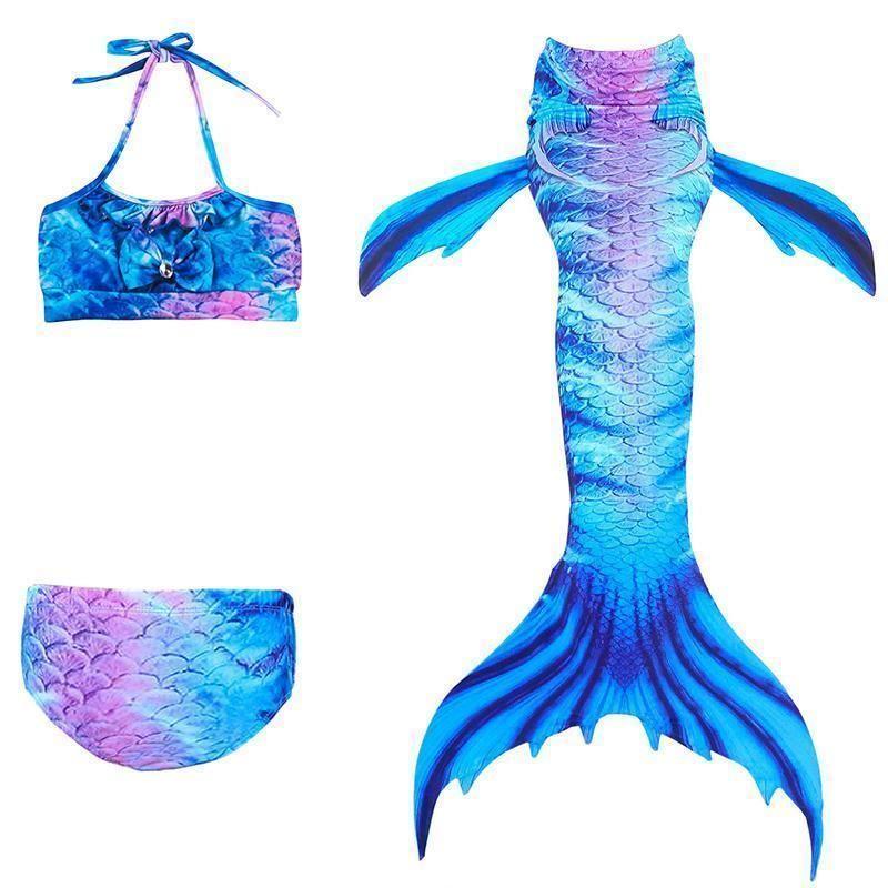 Meerjungfrauenschwanz-Badeanzug-Bikini-Set für Mädchen