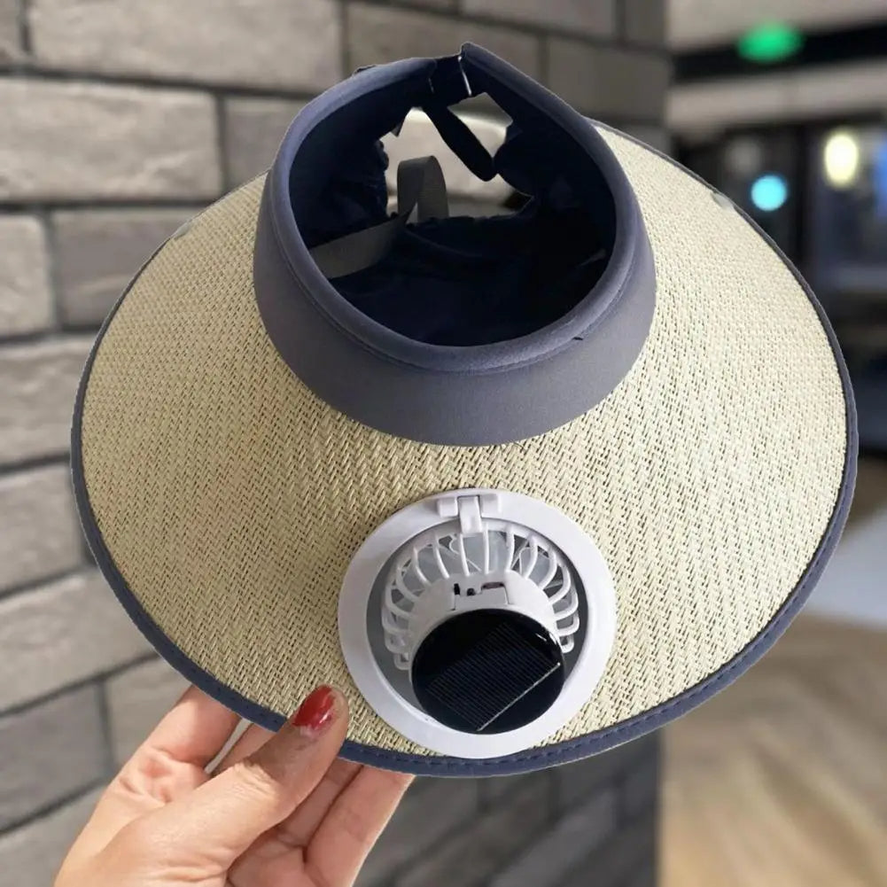 Breiter Rand Sonnenhut mit solarbetriebenem Ventilator | Karnz