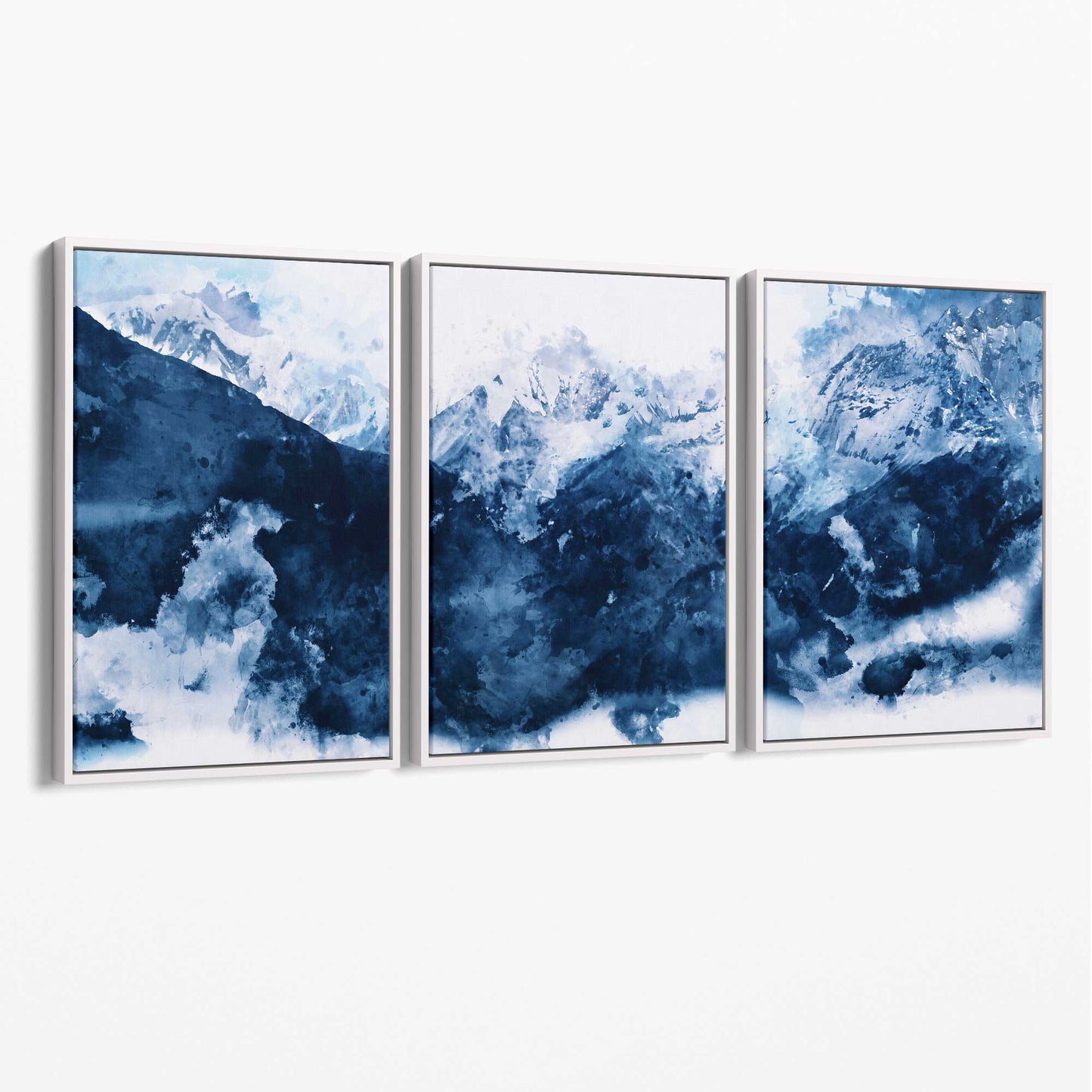 Abstrakte marineblaue Berge, 3er-Set Leinwanddrucke