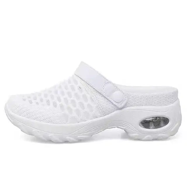 Orthopädische Damenclogs mit Luftpolstern zur Entlastung von Rücken und Knien