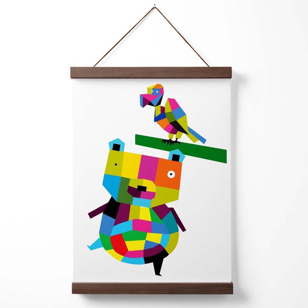 Bär Helle Geometrisches Tierposter mit Aufhänger