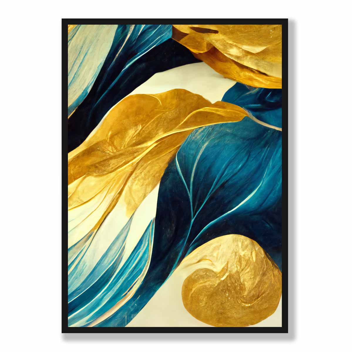 Abstrakter Kunstdruck in Gelb, Beige und Blau Nr. 2