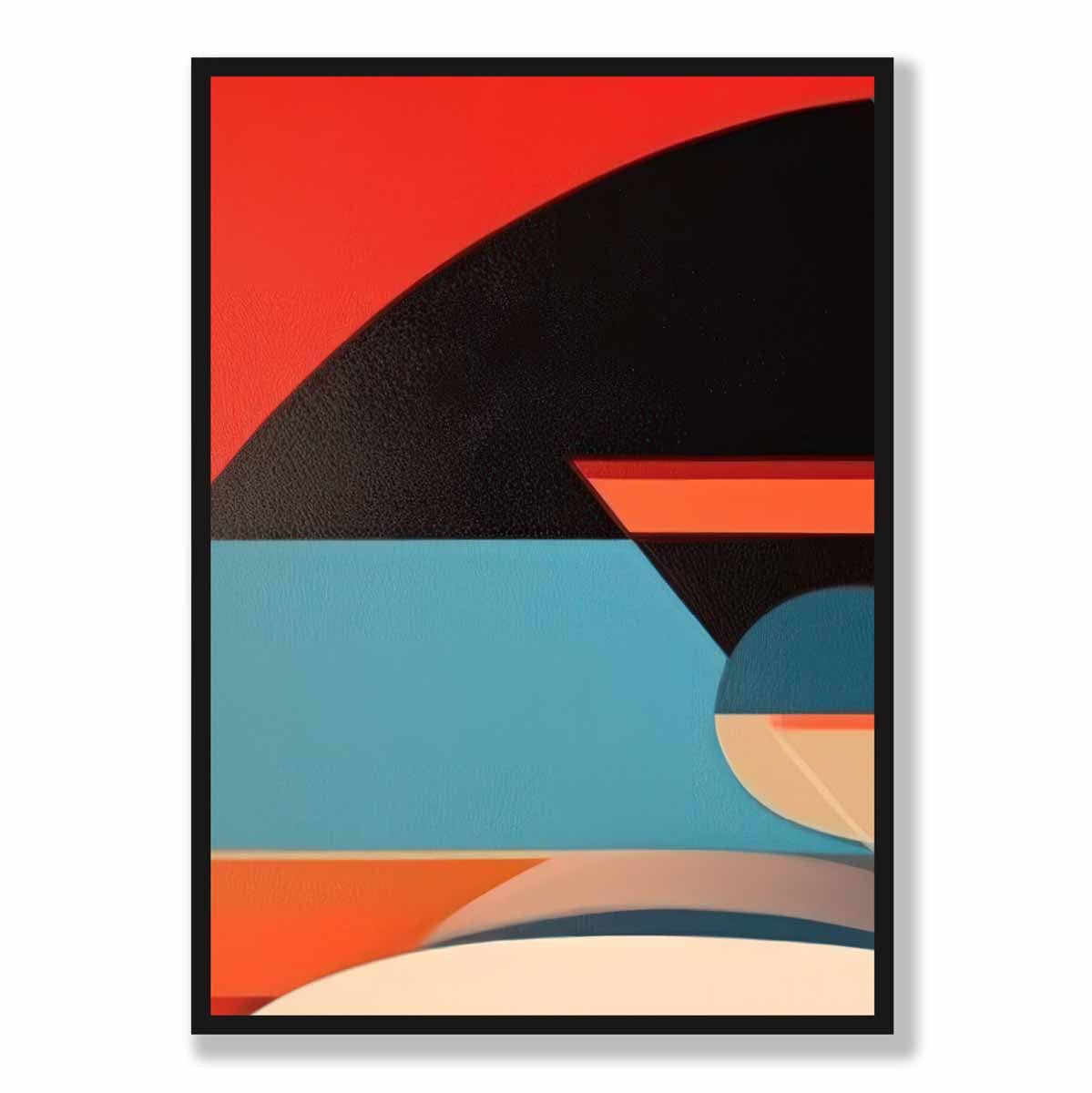 Abstrakter Kunstdruck mit farbenfrohen Formen, Blau, Rot, Beige, Nr. 4