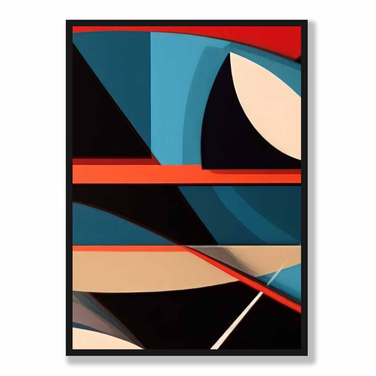 Abstrakter Kunstdruck mit farbenfrohen Formen, Blau, Rot, Beige, Nr. 5