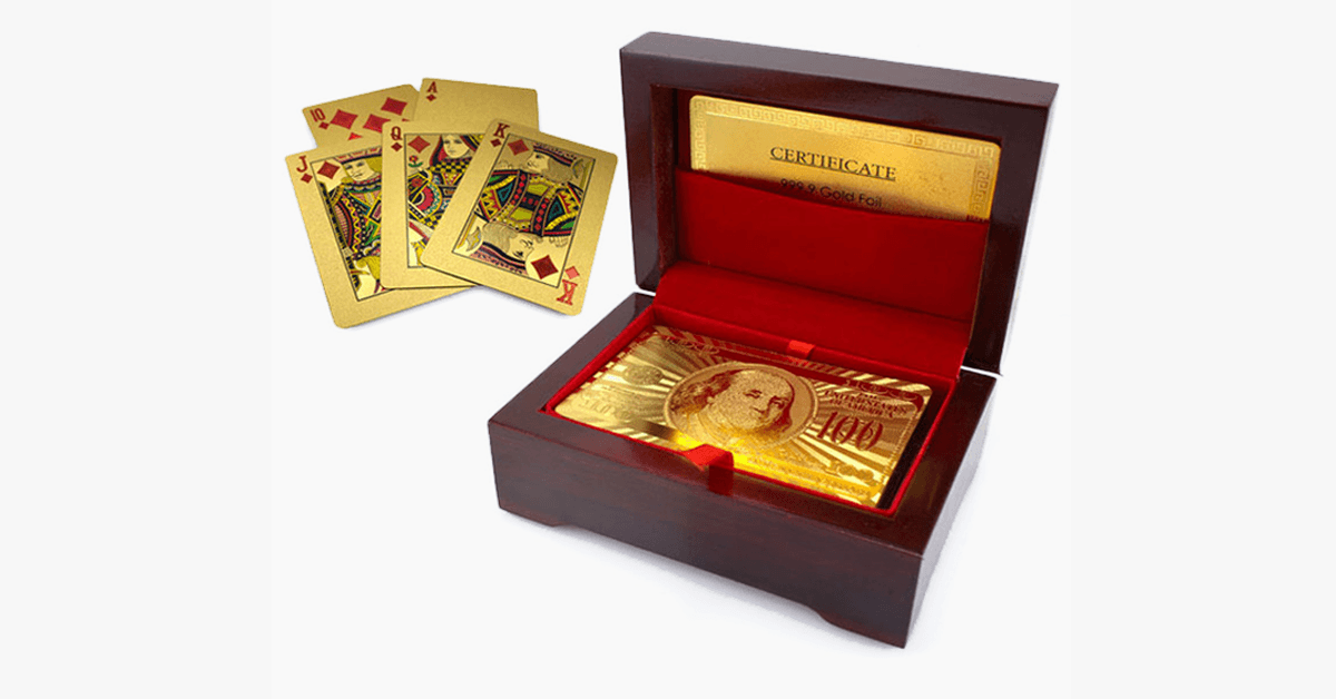 24-karätig vergoldete Spielkarten mit optionalem Etui