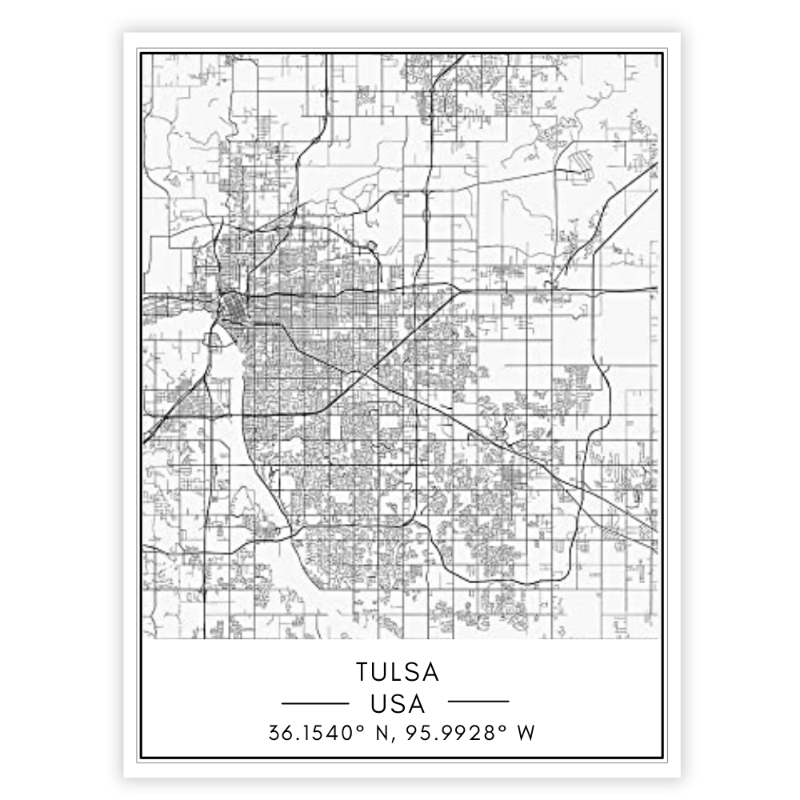 Stadtplan von Tulsa – Leinwandbild