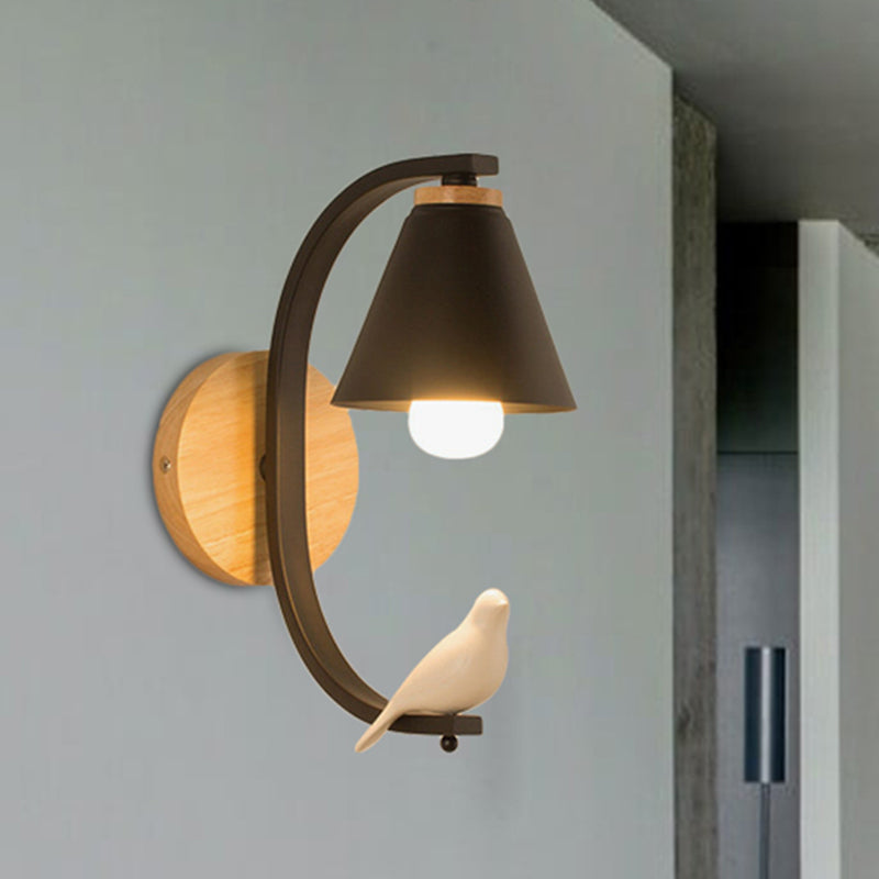 Karnz | Nordic Style Kegelförmige Wandlampe mit Vogel 1 Kopf Metall Wandleuchte für Schlafzimmer Flur