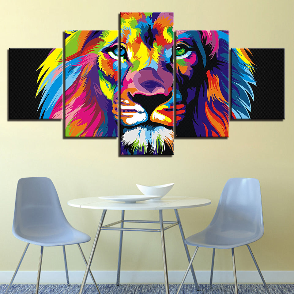 Farbenfroher Löwe - Leinwand Wandkunst Gemälde