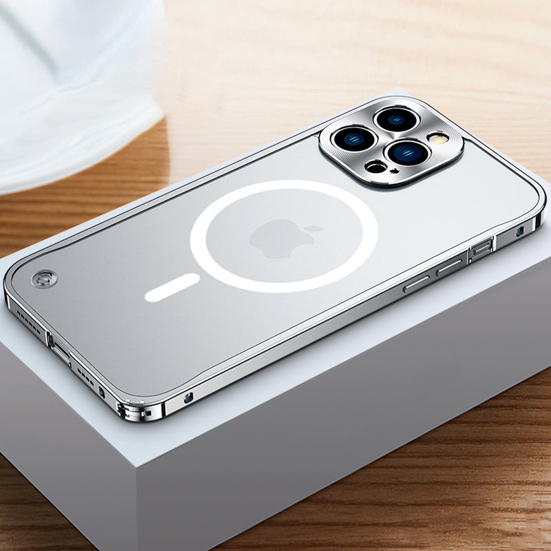 Magnetische Ladehülle mit Metallrahmen für iPhone