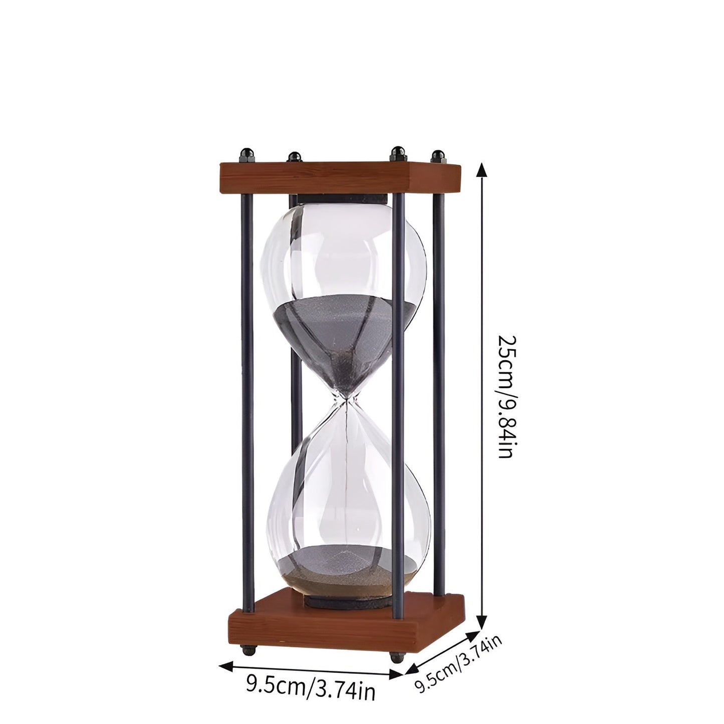 Kostenloser 60-Minuten Sanduhr – Kreatives Dekoratives Retro-Design in Schwarz | Metallrahmen mit kratzfester Basis | Karnz