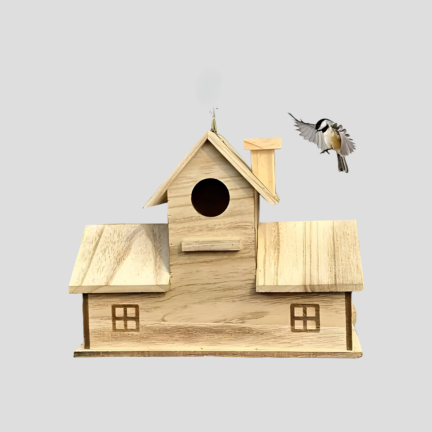 Waldvogelhaus - Hängendes Vogelhaus aus Holz mit 3 Einfluglöchern