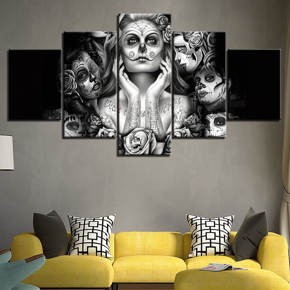 Calavera Girls - Leinwand Wandkunst Gemälde