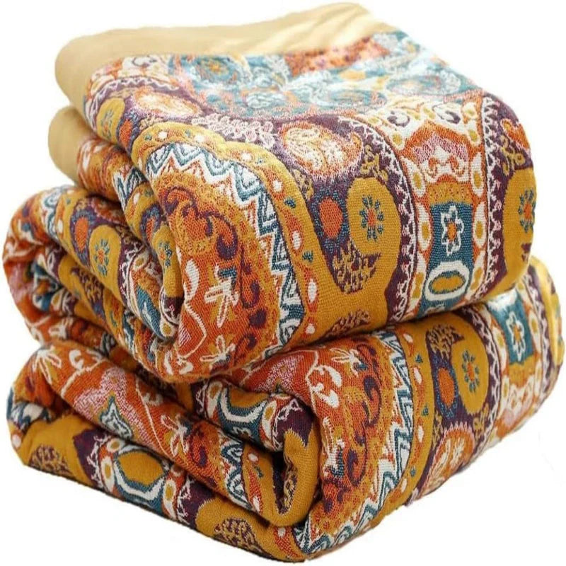Sunrise Boho Wende-Decke, 100% Baumwolle Kühlende Steppdecke | Karnz