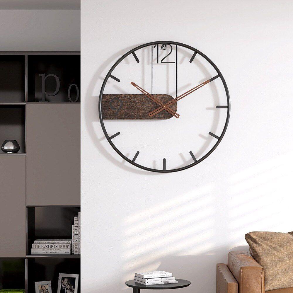 GrandeTime Uhr - Moderne große runde Metallwanduhr