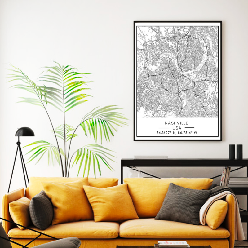 Stadtplan von Nashville – Leinwandbild