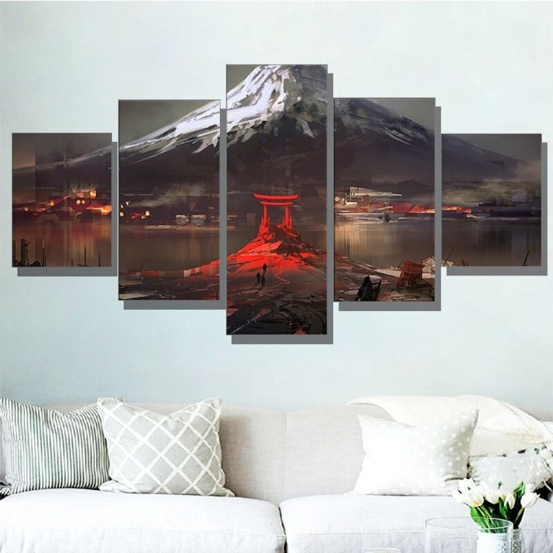 5 Stück Abstract Art "Mount Fuji Japan Drawing"-Wandkunst Poster
