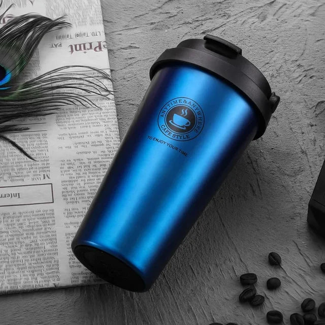 WarmCold Isolierbecher – Edelstahl Reisebecher 500 ml mit Schiebedeckel | Karnz