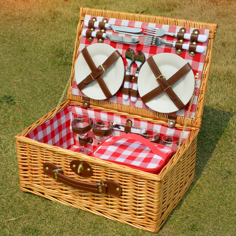 Damen Picknickkorb mit integriertem Geschirrset und stilvollen Accessoires Karnz