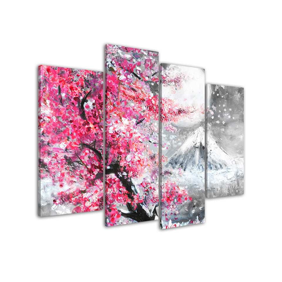 Rosa Floral Berg - Leinwand Wandkunst Malerei
