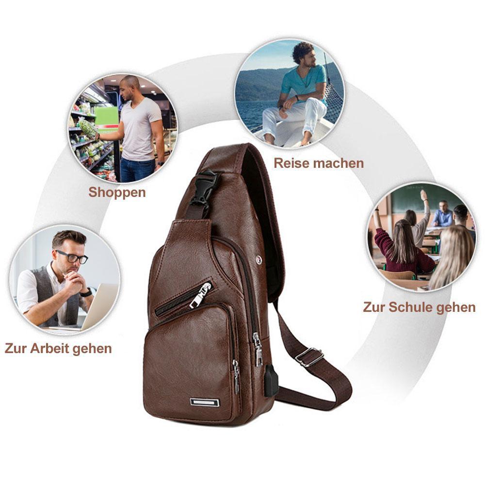 Schultertasche Crossbodytasche für Herren mit USB-Ladeanschluss | Karnz