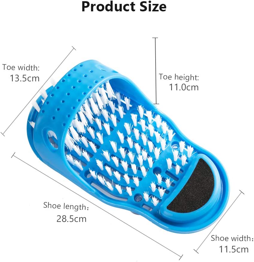 Einfache Fußreinigungsbürste Peeling Fußmassager Slipper für Unisex-Erwachsene, 1 Stck (Blau) Karnz