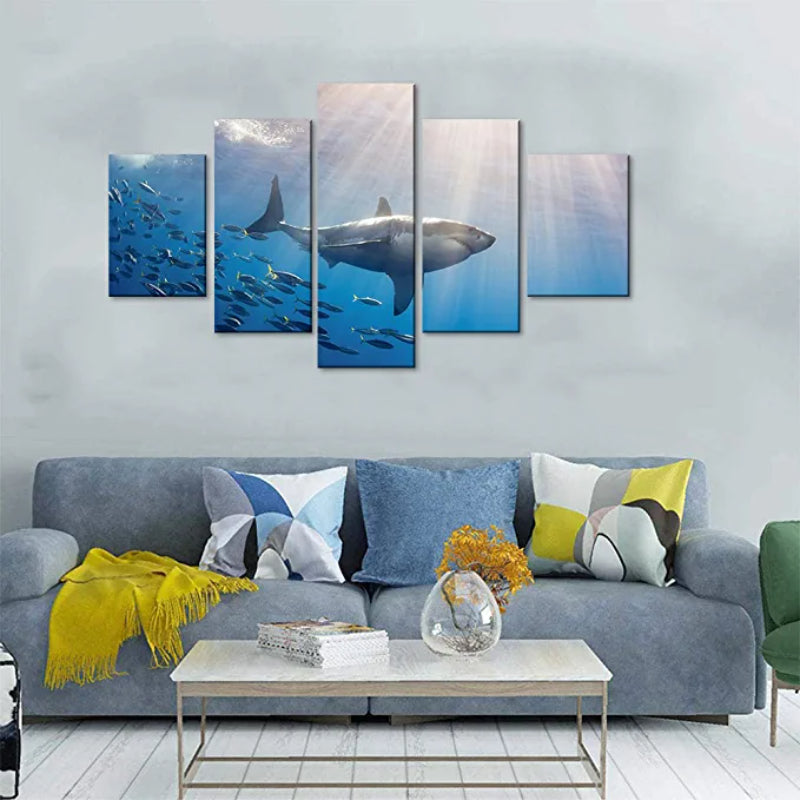5 Stück Hai Druck Kunstwerk Leinwand Malerei