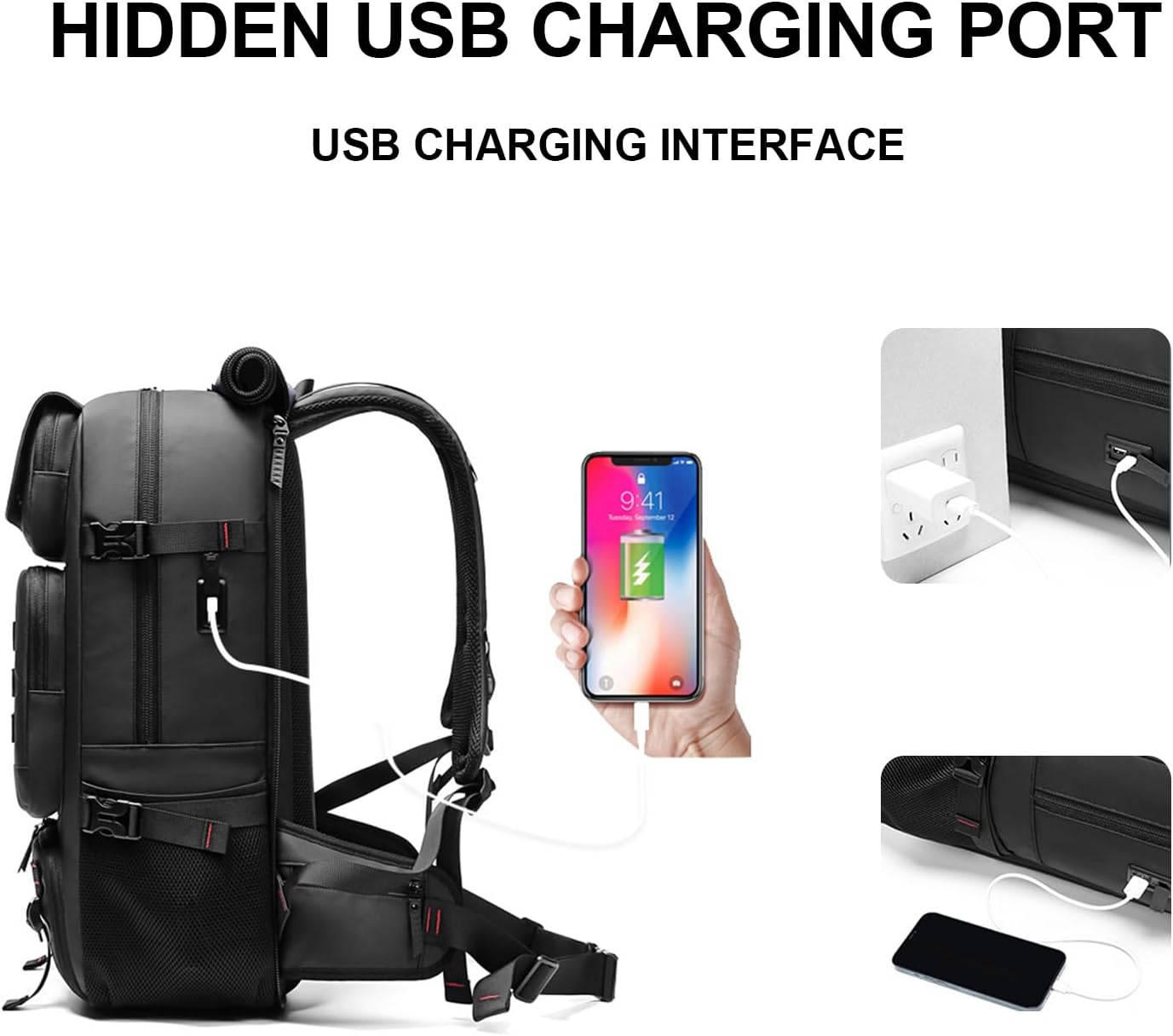 50L wasserdichte Reise-Rucksack mit Schuhfach & USB-Anschluss | Karnz