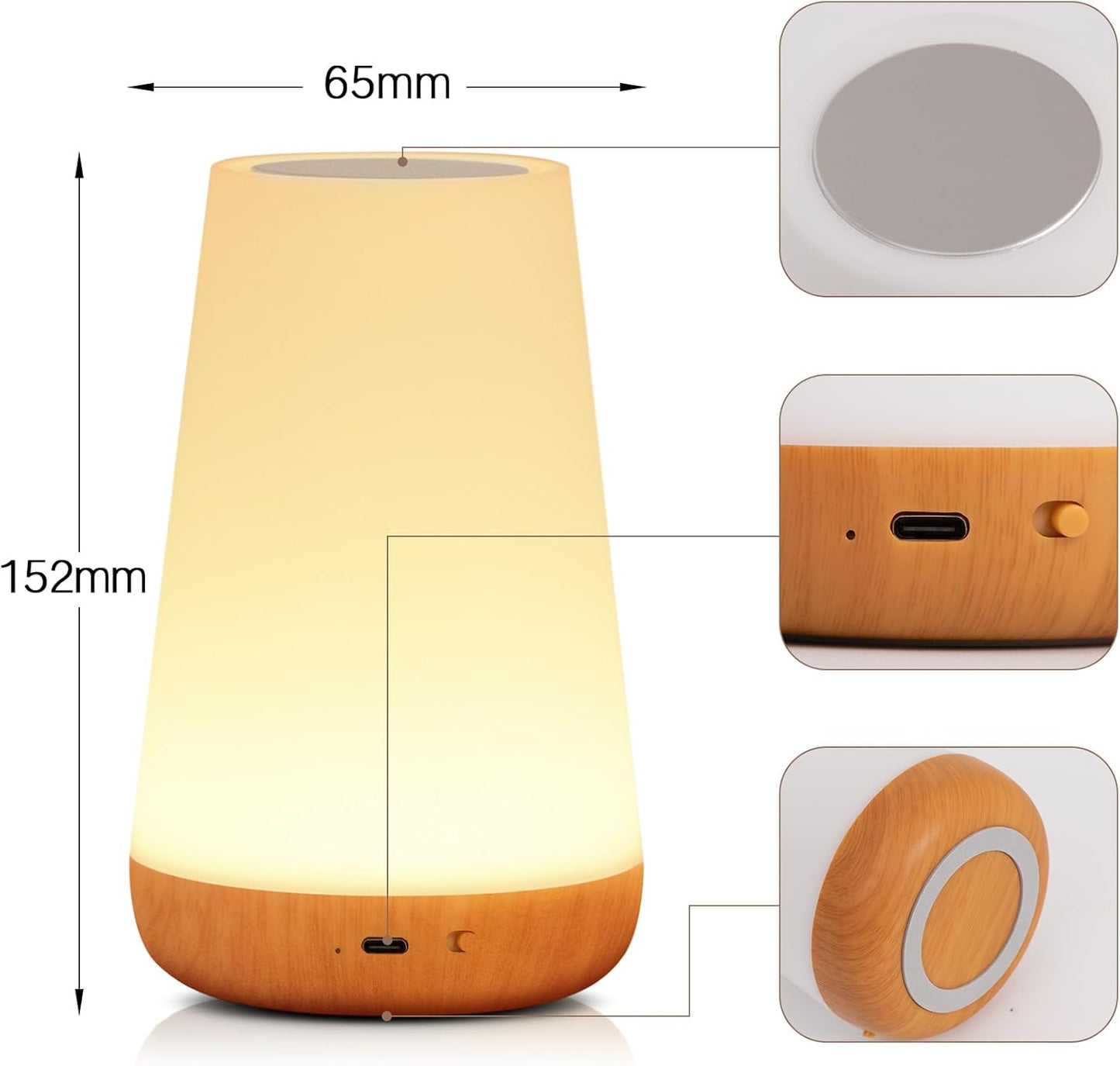 Karnz | Nachttischlampe, LED Touch Tischlampe, 13 RGB Farben wechselnd