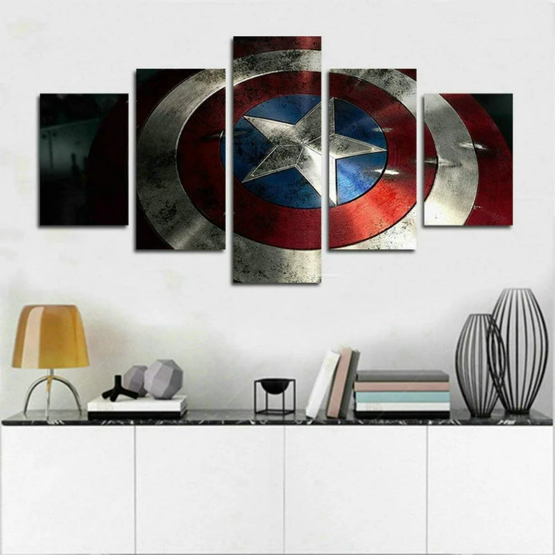 Set mit 5 Captain America Schild-Wandbildern