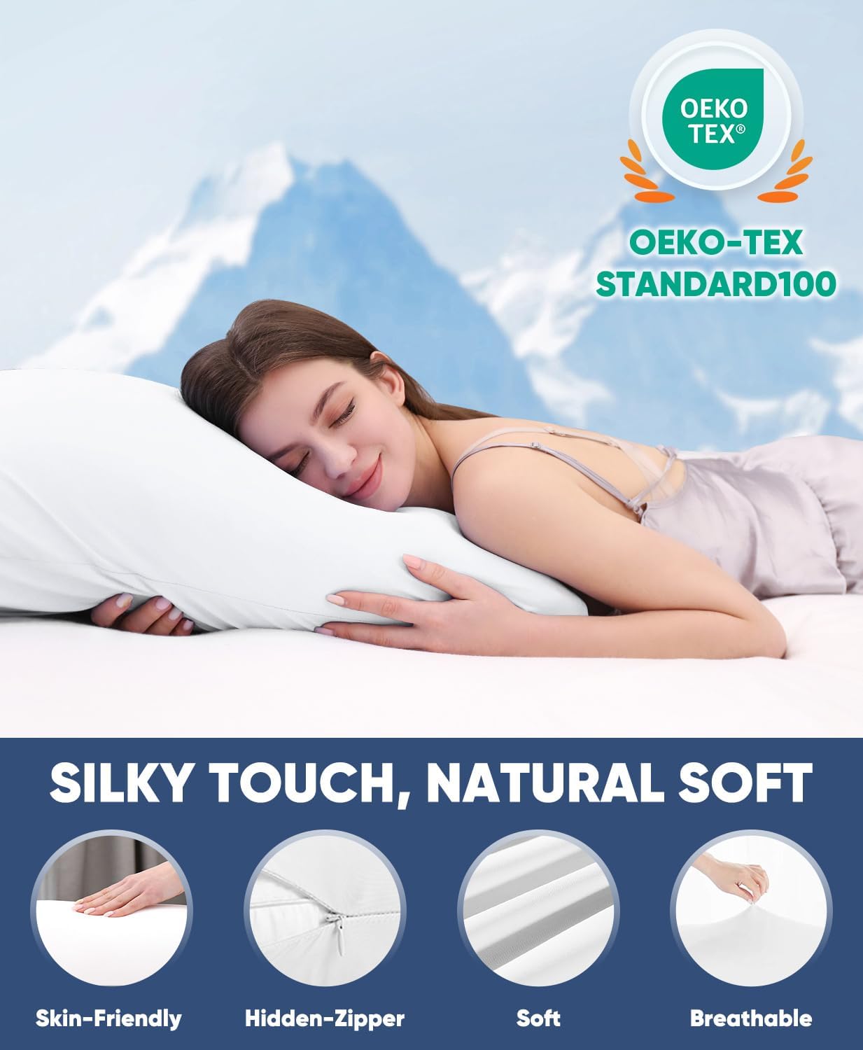 2-Pack Premium Seidene Super Kühlende Weiße Kissenbezüge – Extreme Q-Max 0.5 | Karnz