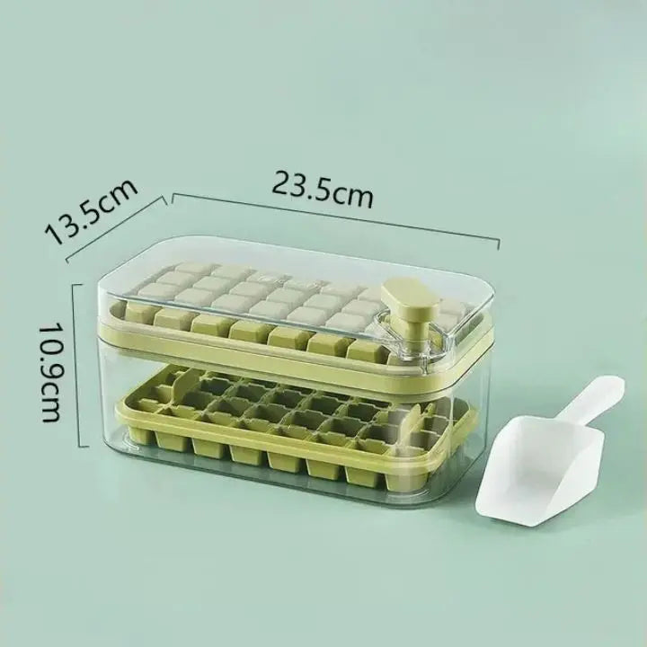 64-teiliges Silikon-Eiswürfelformat – mit Deckel & Schaufel