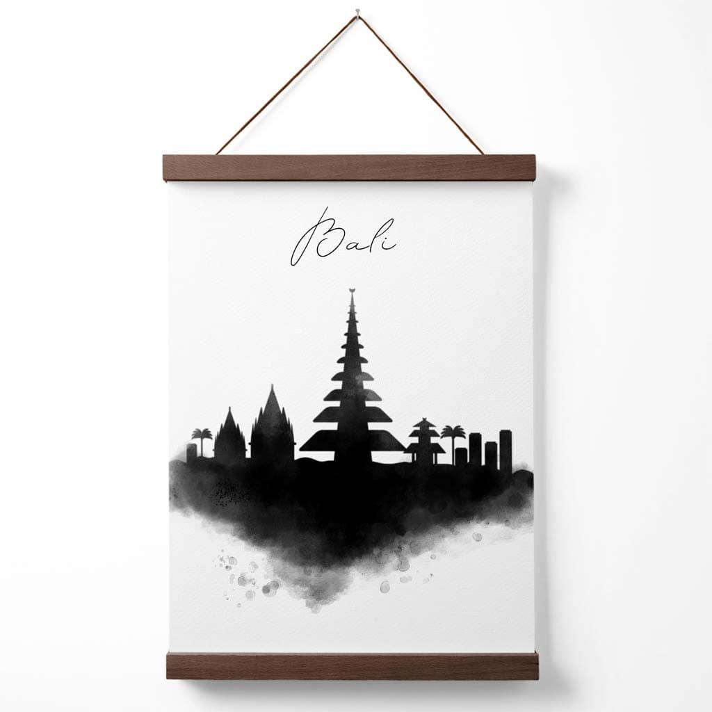 Bali-Aquarell-Skyline-Stadtposter mit Aufhänger
