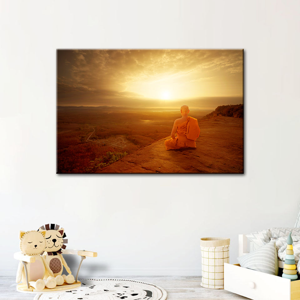 Ruhiger Sonnenuntergang an der Klippe – Leinwandbild