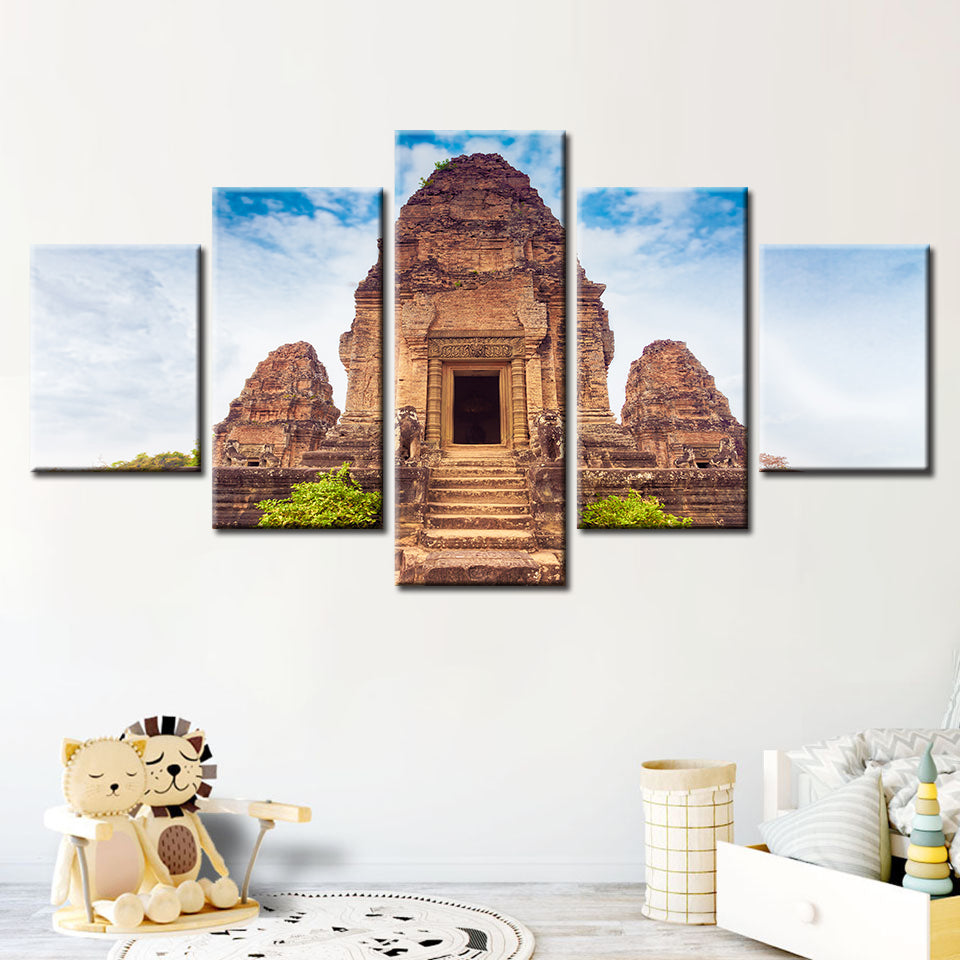 Antiker Tempel 5 Teile - Leinwand Wandkunst Gemälde