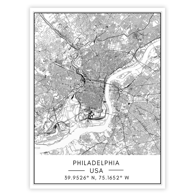 Philadelphia Stadtkarte - Leinwand Wandkunst Malerei