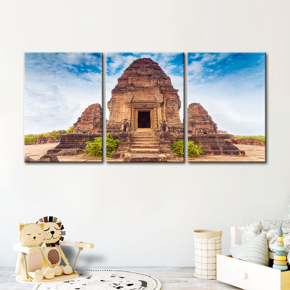 Antiker Tempel 3 Stück - Canvas Wandkunst Gemälde