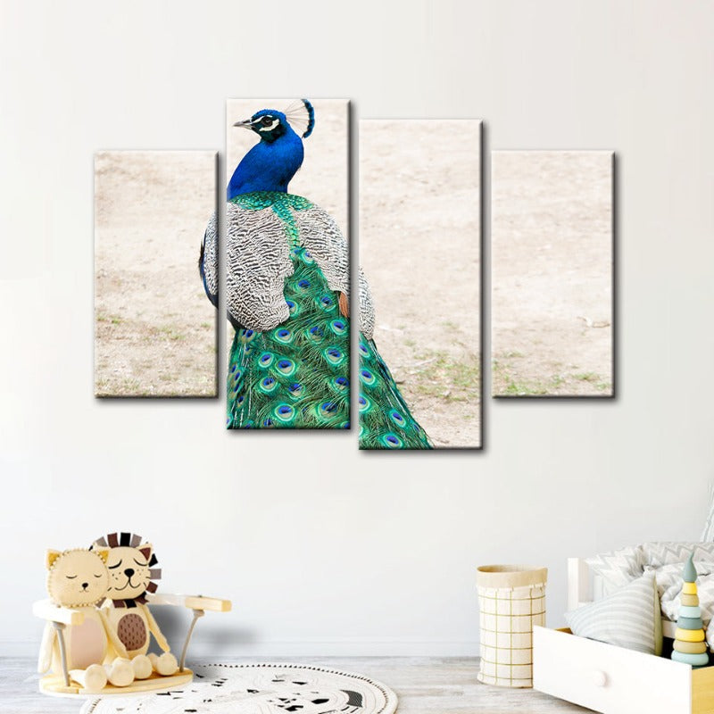 4-teilige Rock Elegante Pfau - Leinwand Wandkunst Malerei