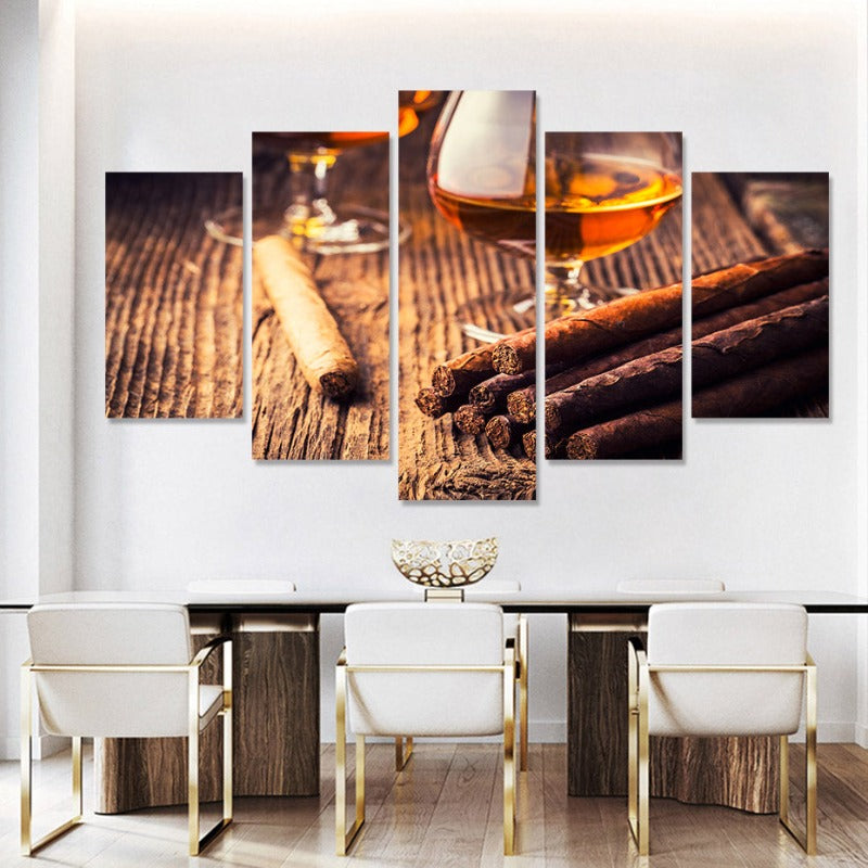 5-teilige braune moderne Kunst - Leinwand Wandkunst Gemälde