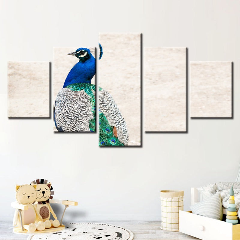 5-teiliges Rock-elegantes Pfau - Leinwand Wandkunstmalerei