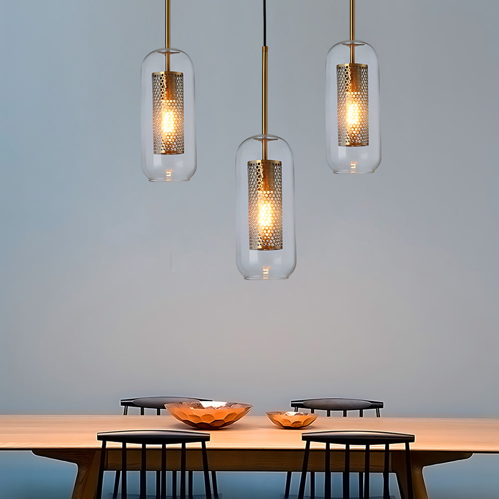 Vintage Industrie Hängelampe mit rundem Glas und Gold – LED Pendelleuchte für Esszimmer und Wohnzimmer | Karnz