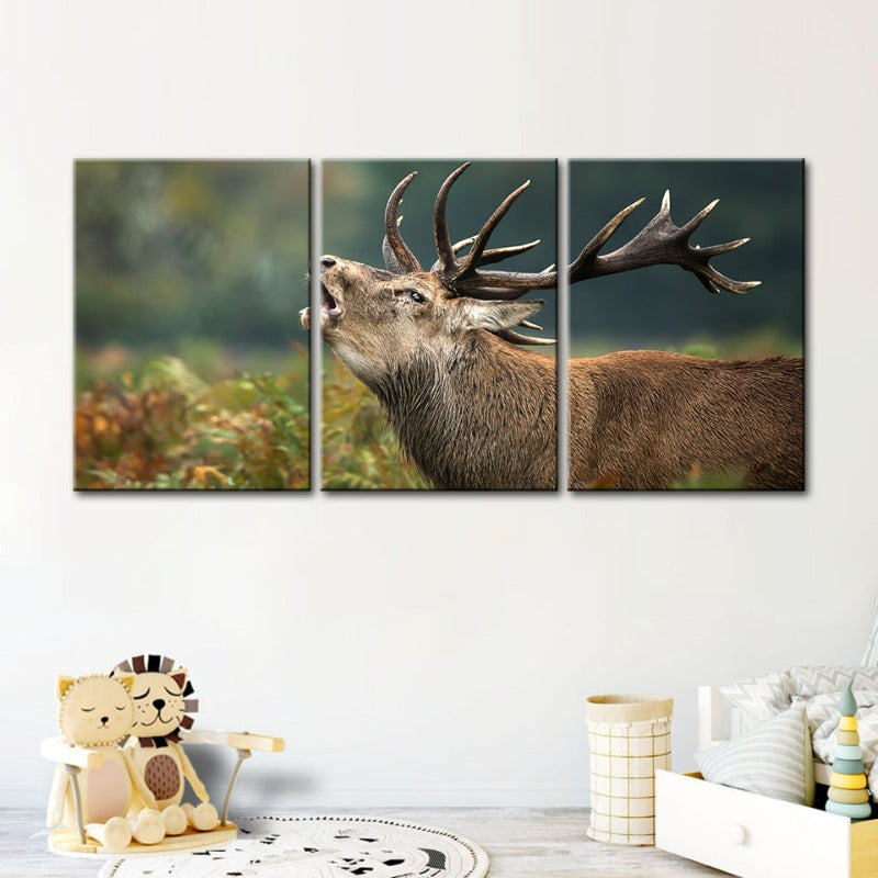 Blöken Elk - Leinwand Wandkunst Malerei 3 Teile