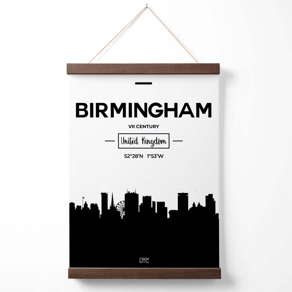 Birmingham Schwarz-Weiß-Poster mit Skyline-Motiv (inkl. Aufhänger)