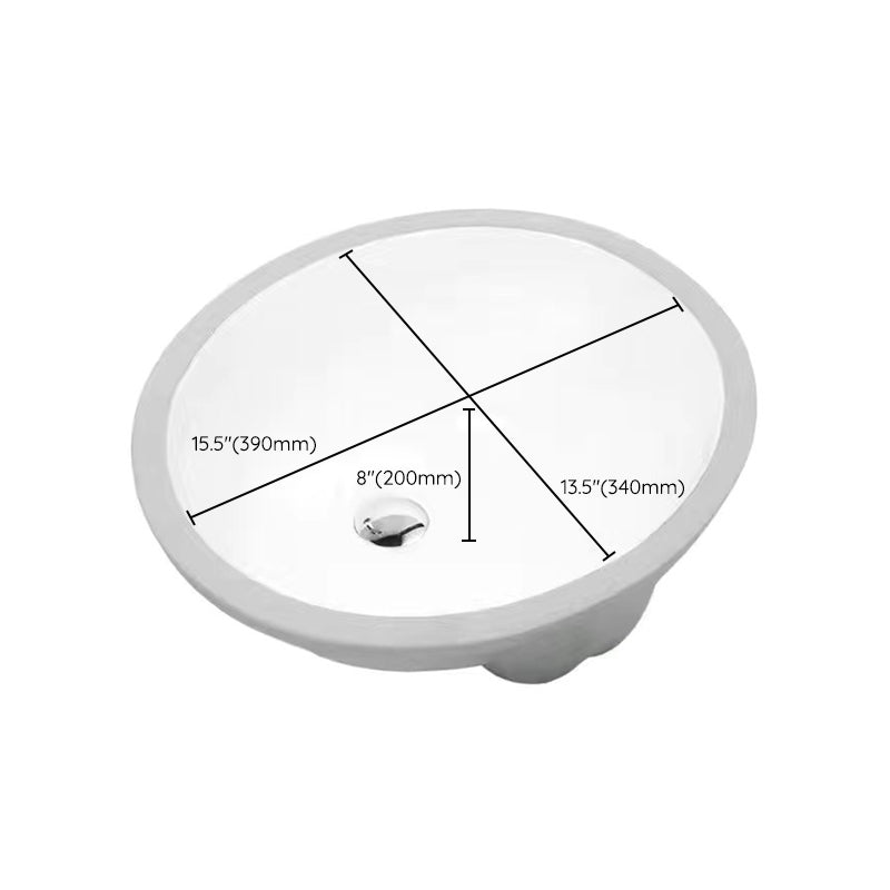 Modern Unterbauwaschbecken Oval Porzellan mit Pop-Up Abfluss