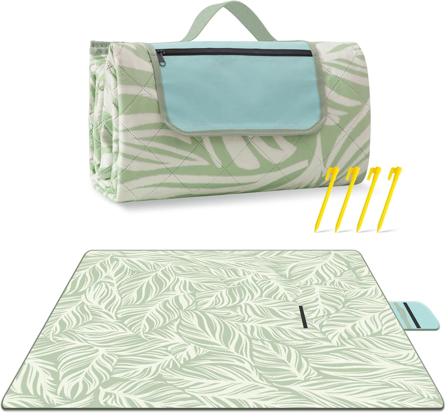Extra große, wasserdichte Picknickdecke 200 × 200 cm mit 3 Lagen – MeadowRest