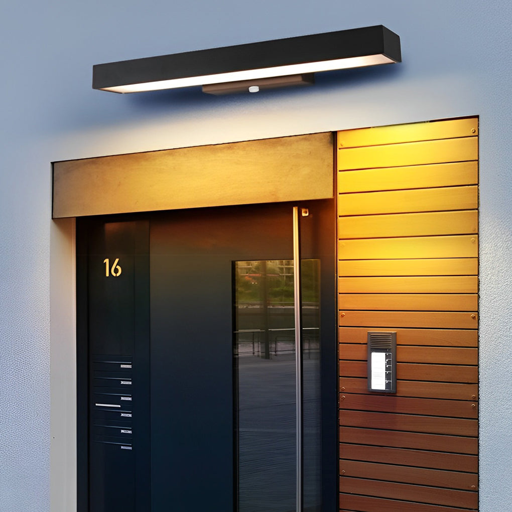 Moderne LED-Wandleuchte mit Bewegungssensor und schwarzem Gehäuse