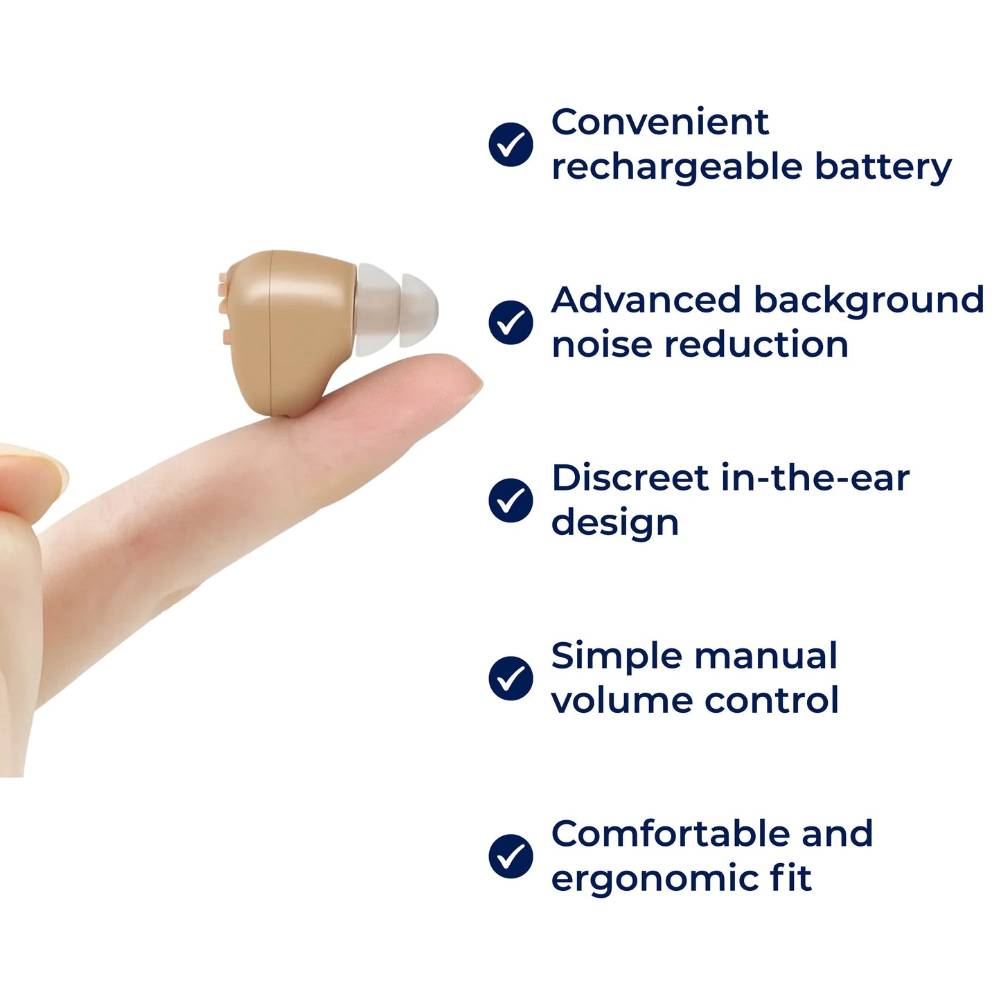 ClearHear | Wiederaufladbarer ITE-Hörverstärker – Geräuschreduzierung – Ergonomische In-Ear-Passung – Klareres Sprechen für Senioren im täglichen Gebrauch Karnz